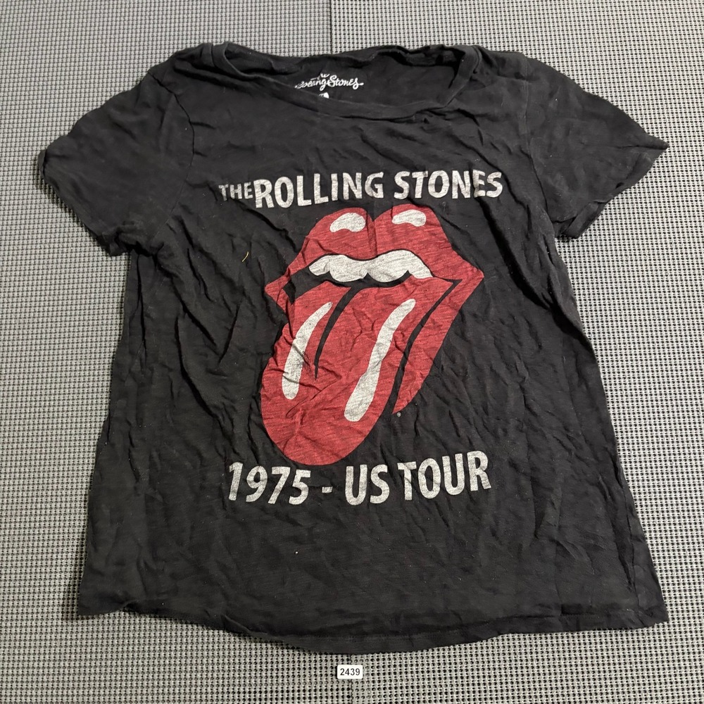 The Rolling Stones 1975 US Tour Graphic T-Shirt Black Size XL